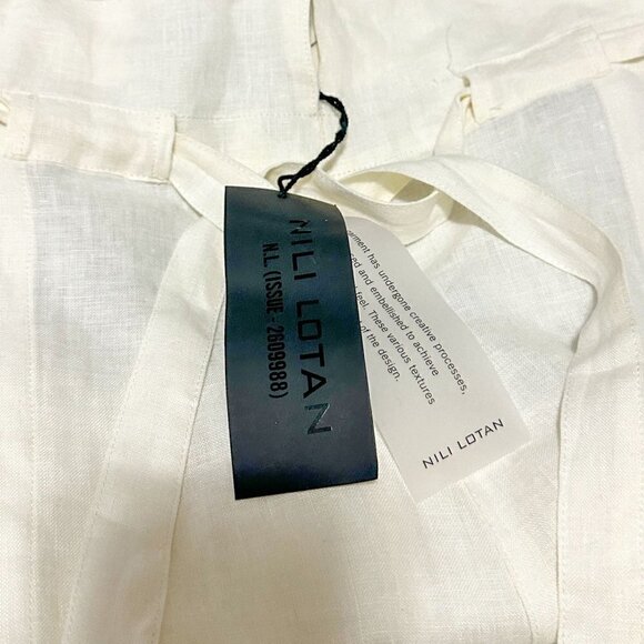 NILI LOTAN Esmae Linen Wide-leg Pants In White, Size M, New with tag‎ - Picture 5 of 16